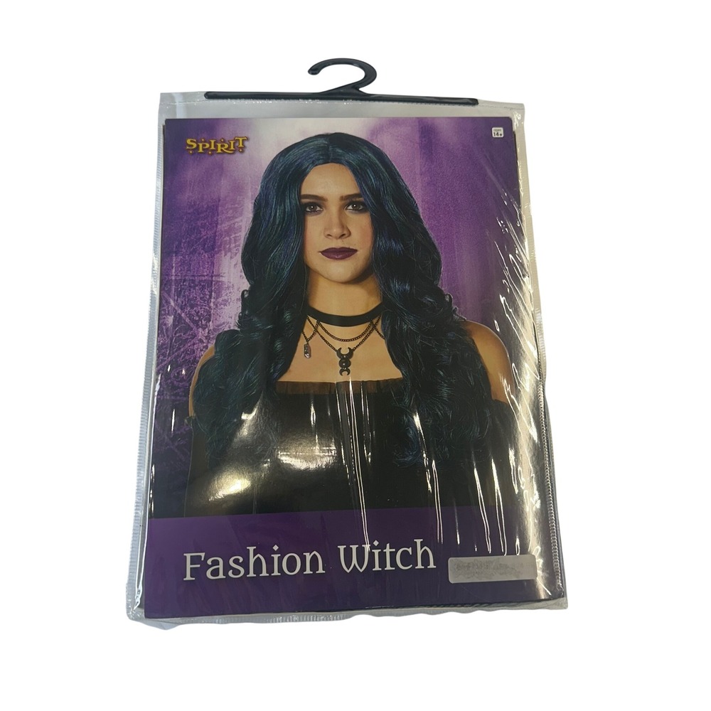 Spirit Halloween Witch Wig Long Wavy Midnight Blue Adult Costume Accessory